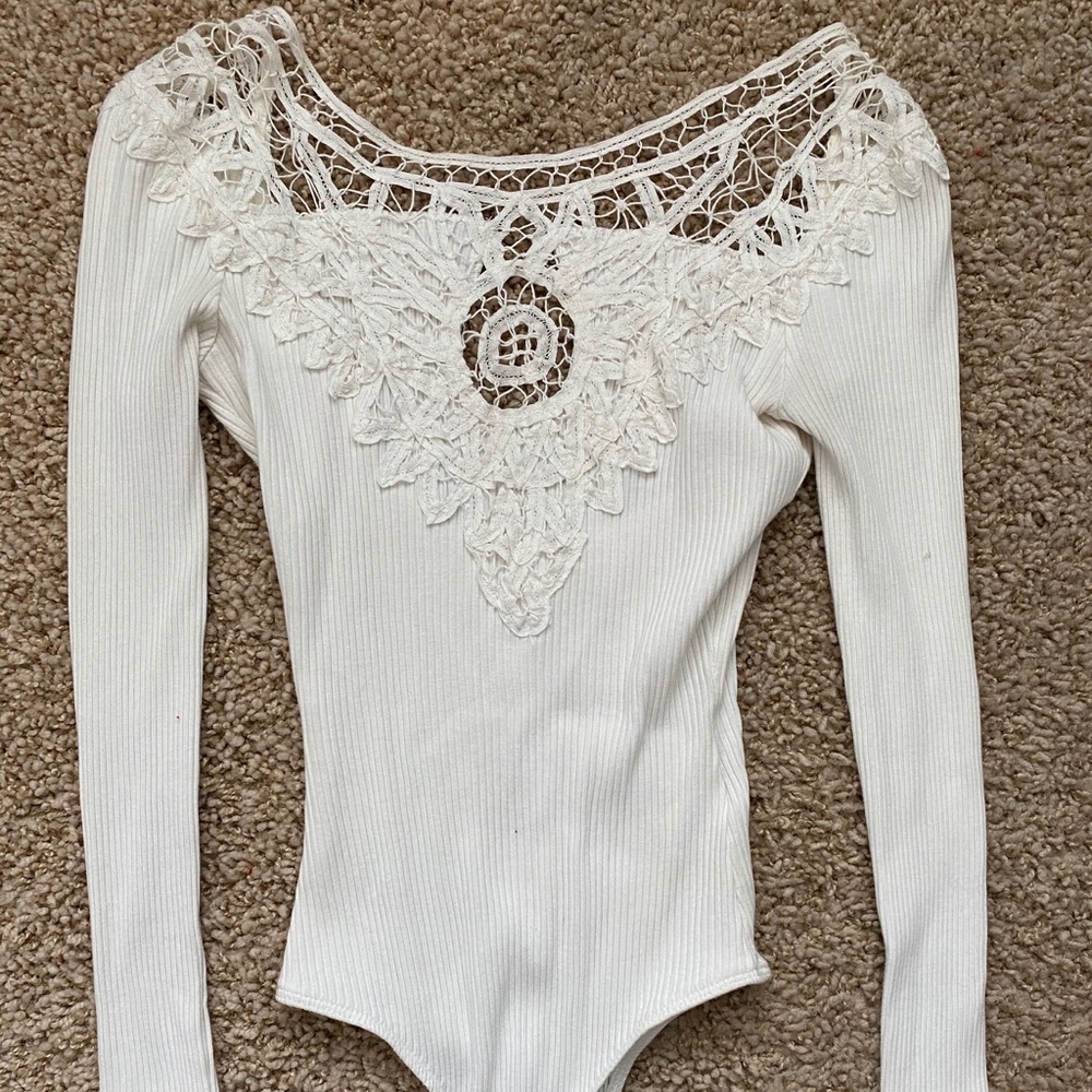 White Detail Thong Bodysuit